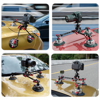 YUANYUJINGMI Bras Magique Réglable en Alliage d'Aluminium pour Appareil Photo, Base à Ventouse Triple de 4,5 pouces, Rotule à 360°, Fixation Rapide pour des Prises de Vue Uniques