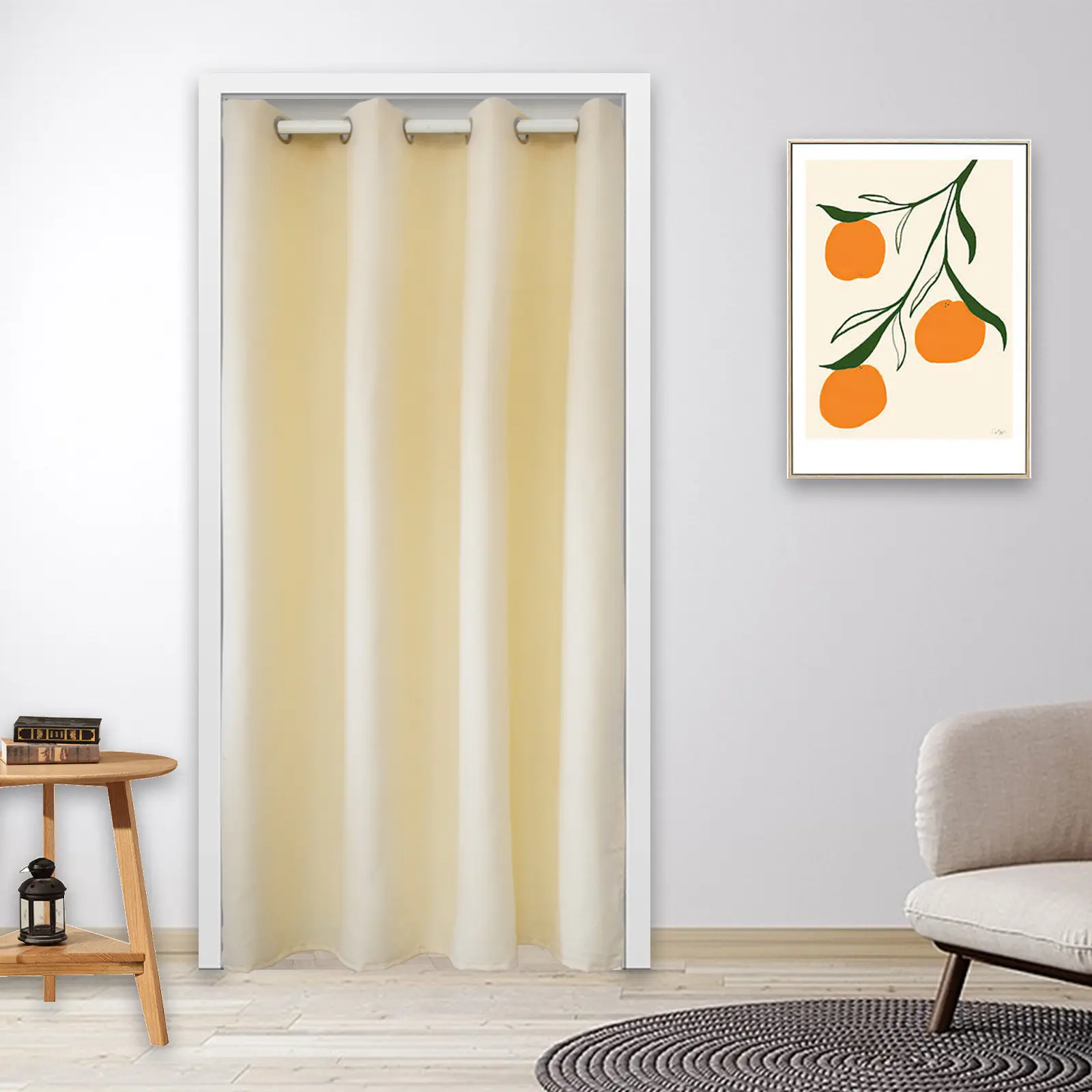 Cotton-linen door curtain partition Privacy perforation-free corridor wardrobe cover