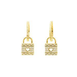 E2938 Pendientes colgantes con cierre de oro blanco y cristal con corte de corazón para mujer, regalo, joyería bonita y a la moda - Product Image 1