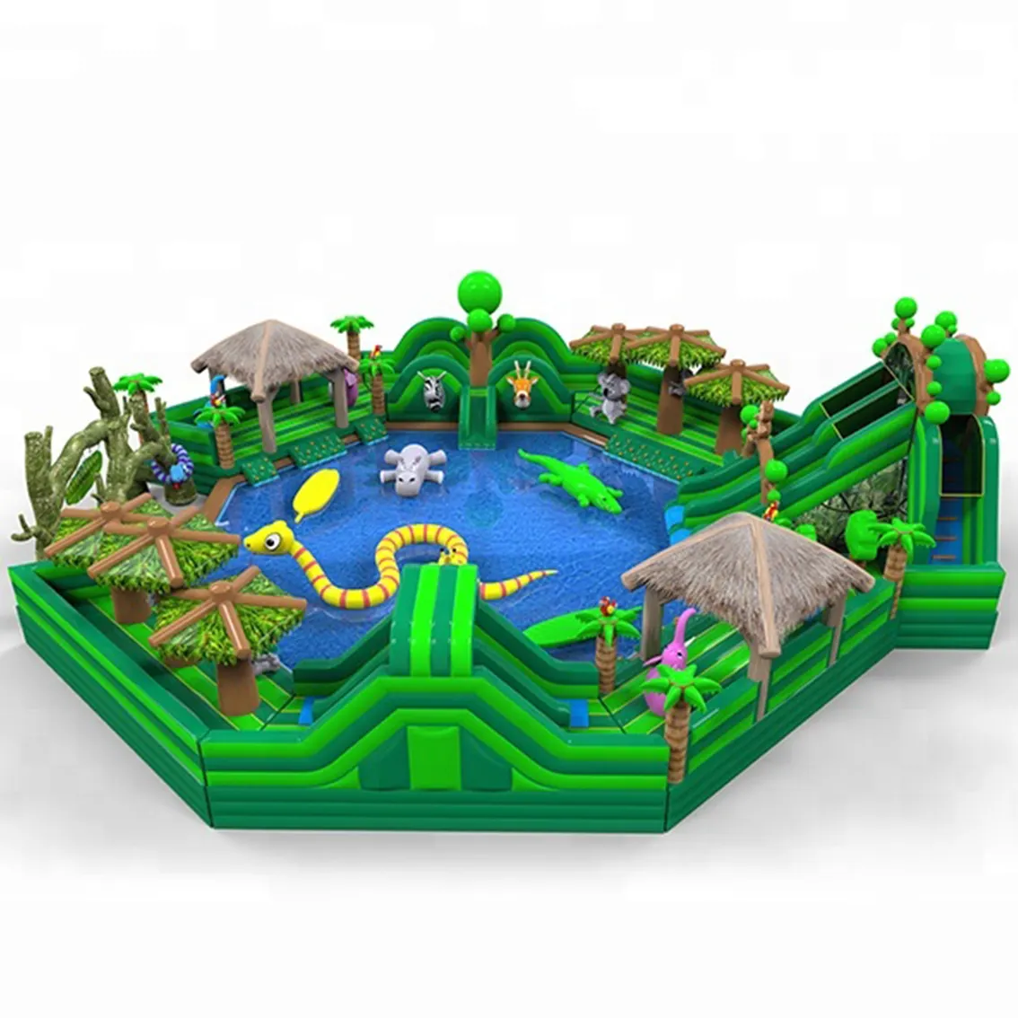 green hot selling inflatable water park factory price inflatable water park kids entertainment inflatables