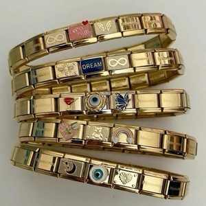 Italian <b>Charms</b> Bracelet with Different Designs Italian Bracelet Gold Plating Stainless Steel <b>Charms</b> Italian Bracelet Customized - Product Image 1