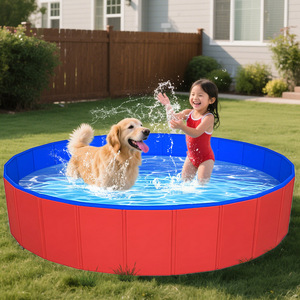 TANYOZHE Pet <b>Bath</b> Tub PVC Foldable Round Red Blue 80x20cm 120x30cm 160x30cm <b>Dog</b> Swimming Pool - Product Image 1