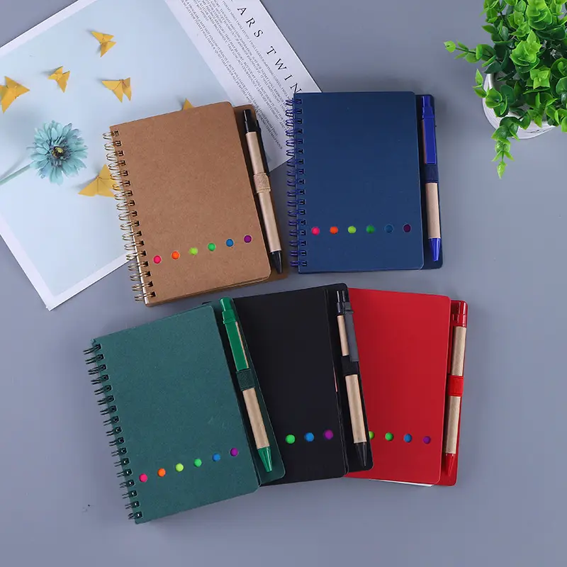 Sticky Note Notebook Jurnal Kustom Notebook Spiral Hardcover Kertas Kraft Notebook