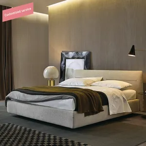 Fabrika JACQUELINE tel çekme platformu modern ahşap kraliçe çift kişilik king size kumaş döşemeli yatak başlık yatak odası için