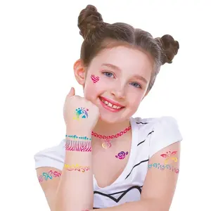 女孩美容时尚玩具DIY纹身贴纸人体艺术闪光纹身套装闪亮纹身笔儿童礼品