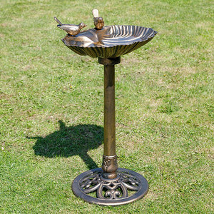 Antique Bronze Plastic <strong>Bird</strong> <strong>Bath</strong> Freestanding Outdoor <strong>Pedestal</strong> Bowl <strong>Bird</strong> <strong>Bath</strong> with 2 <strong>Birds</strong> - Product Image 3