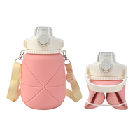Bouteille d'eau pliable en silicone de grande capacité (1200 ml) avec cordon pour le sport, les voyages, le camping – Tasse à paille portable et extensible