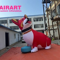Grand modèle gonflable de Corgi de dessin animé, parfait pour les inaugurations de magasins d'aliments pour animaux, décorations gonflables de chiens