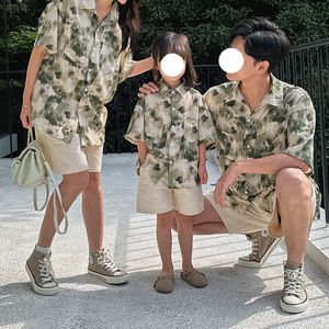Ventes directes d'usine nouvel été enfants à manches courtes imprimé fleuri chemise Parent-enfant porter lâche bord de mer ensembles de <span class=keywords><strong>vacances</strong></span> - Product Image 4