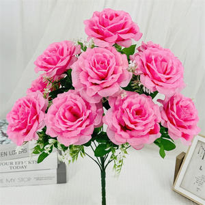 Yiwu <span class=keywords><strong>Pas</strong></span> <span class=keywords><strong>Cher</strong></span> Personnalisé Faux <span class=keywords><strong>Rose</strong></span> Bush Big 10 Têtes Fleurs Artificielles <span class=keywords><strong>Rose</strong></span> Roses Bouquet - Product Image 3