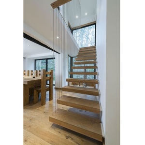 Diseño personalizable prefabricado hogar <span class=keywords><strong>madera</strong></span> vidrio templado Metal <span class=keywords><strong>hierro</strong></span> forjado mármol escalera flotante escalera Kit <span class=keywords><strong>para</strong></span> exteriores - Product Image 3