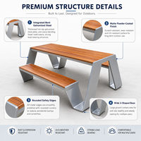 Table de jardin avec banc intégré, structure en acier antirouille, mobilier de loisirs d'extérieur