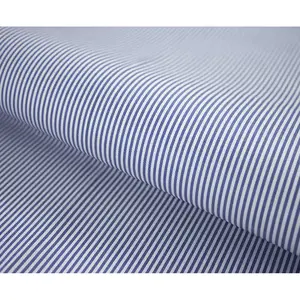 Wrinkle Free Cotton Fabric Supplier Premium 100% Cotton Dobby Stripe Wrinkle Resistant Non Iron Brand Shirt Textile Manufacturer