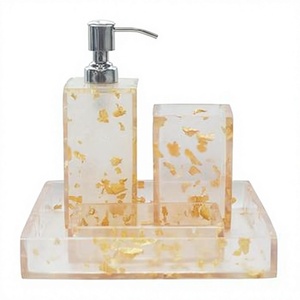 Designer resin epoxy <b>Bathroom</b> <b>Accessories</b> Collection Premium <b>Bathroom</b> Countertop <b>Set</b> with Decorative Soap Dispenser - Product Image 1