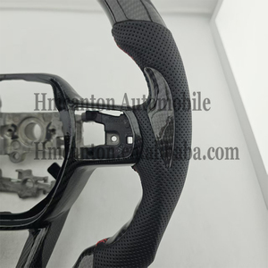 Nouveaux produits populaires : Volant de voiture en cuir perforé avec fibre de carbone et LED pour Honda Civic 11e génération - Product Image 4