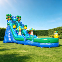 Toboggan aquatique gonflable commercial géant pas cher pour jardin avec piscine, toboggan aquatique gonflable extérieur pour enfants plus grands