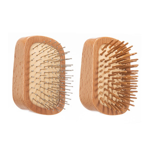 Peine de madera de haya con almohadilla de aire y agujas de madera y acero de 10 cm o menos, peine de masaje multifunción para el cabello para uso doméstico - Product Image 1