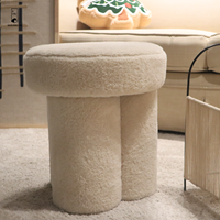 Usine en gros personnaliser moelleux plaine maquillage tabouret maison chambre confortable mobilier rond pouf