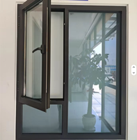 Fenêtre à battant en aluminium à économie d'énergie avec double vitrage en verre trempé, design moderne pour usage scolaire