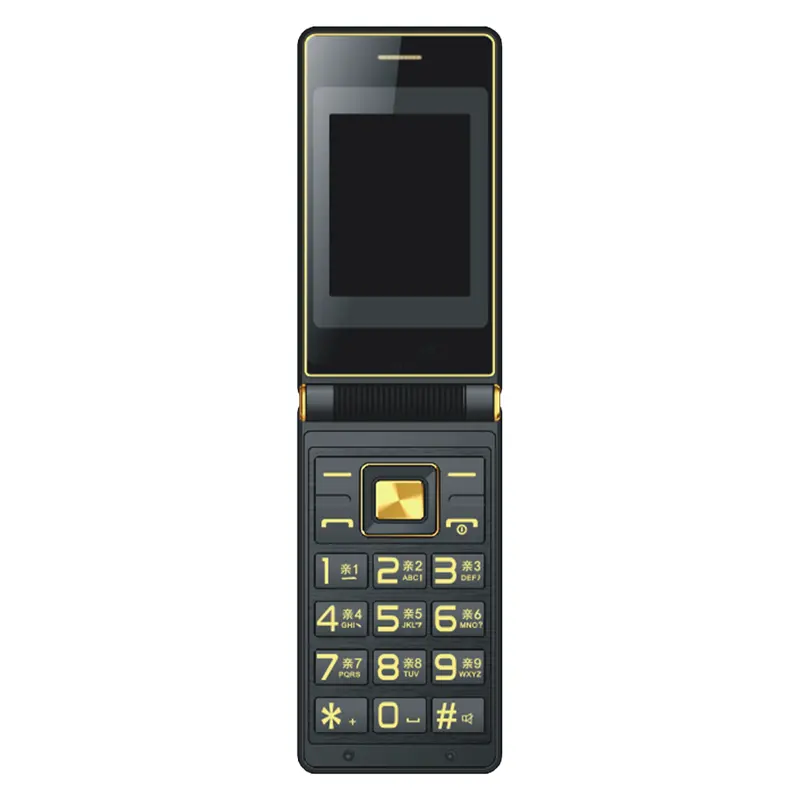 Toptan özellik cep telefonu çift ekran çift SIM kart kilidi düşük fiyat ile büyük düğme tuş takımı Flip cep telefonu