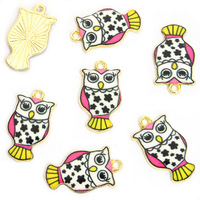 Breloque hibou imprimée colorée en alliage de zinc émaillé, pendentif oiseau pour la décoration de fermetures éclair de sacs à dos d'enfants