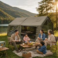 Tente de camping gonflable quatre saisons OEM/ODM 8+8m² en toile de coton TC, montage rapide, imperméable, protection UV, résistante au vent
