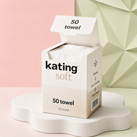 Serviettes jetables pour le visage Kating 100% viscose 26x30cm 1 pli 50 unités/boîte Lingettes douces et sèches pour le démaquillage