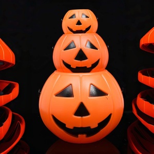 Cesta de Plástico con Forma de Calabaza para Dulces de Halloween, Cestas Grandes y Portátiles para Golosinas con Asas para Decoración de Fiestas - Product Image 1