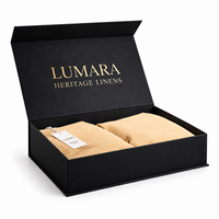 Boîte cadeau rigide magnétique de luxe personnalisée avec logo en feuille d'or pour ensembles de literie haut de gamme, draps et emballage de textiles de maison
