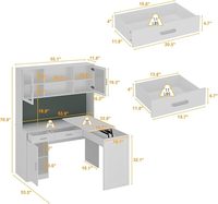 Bureau d'ordinateur avec tiroirs Bureau d'angle Grand rangement avec étagère Facile