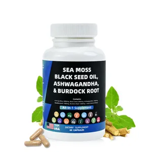 Veganistische Vegetarische Seamoss Capsules Kruidenextract Supplement Met Ashwagandha Ksm-66 Groothandel Snel Verzending Biologische Zeemos