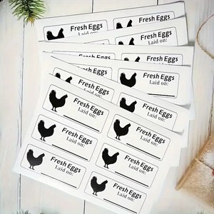Fresh Eggs Label <b>Stickers</b> Waterproof Paper <b>Kitchen</b> Food Storage Custom Design Minimalist Style Handwriting Date Tags - Product Image 1