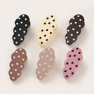 Élégante pince à cheveux coréenne en résine pour enfants, motif nuage à pois, pince à cheveux latérale colorée BB, accessoires pour étudiantes et jeunes filles - Product Image 3