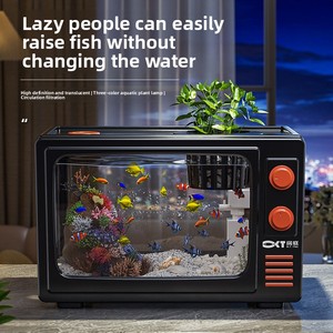 2025 nouveau modèle petit bureau réservoir de poissons carré en plastique poisson rouge <span class=keywords><strong>Aquarium</strong></span> intégré Filtration système d'oxygénation éco-paysage - Product Image 2