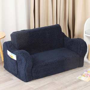 Canapé enfant 2-en-1 convertible en mousse avec dossier haut, cadeau unique, avec housse en sherpa doux - Product Image 3