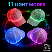 Casquette de baseball à fibres optiques LED rechargeable par USB, réglable, avec 11 modes d'éclairage pour fêtes et festivals, OEM ODM