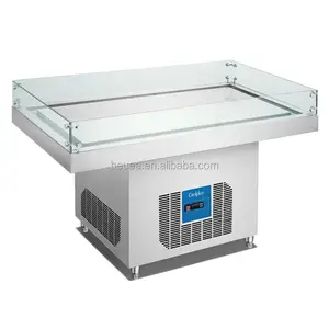 Supermarket Portable frozen food display table 304 stainless steel ice freezer for seafood