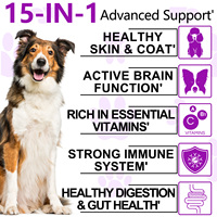 Oimmal Suppléments multi-vitamines pour animaux de compagnie Offre Spéciale saveur canard 15 en 1 Multivitamine à mâcher doux pour chiens avec probiotiques
