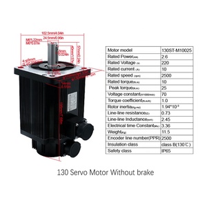 HLTNC 380V สามเฟส 2500RPM 130ST Nema52 130ST-M10025 10NM 2.6KW มอเตอร์ AC ชุดไดรเวอร์ T3A แรงบิด 25 นิวตันเมตร 50/60Hz - Product Image 4