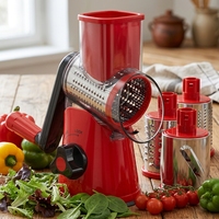 Nieuwe handmatige fruit- en kaassnijder, rasp, molen, roestvrijstalen roterende groentesnijder, aardappelmes, trommelrasp
