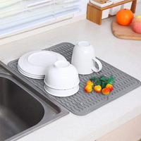 Accessoires de cuisine, tapis de séchage de la vaisselle en silicone résistant à la chaleur, égouttoir pour comptoir de cuisine, tapis de séchage durable pour la vaisselle