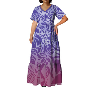 <span class=keywords><strong>Vestido</strong></span> de Playa con Estampado Tribal Polinesio Personalizado de Diseño Nuevo, <span class=keywords><strong>Vestido</strong></span> de Manga Corta Estilo <span class=keywords><strong>Hawaiano</strong></span> con Volantes en Capas <span class=keywords><strong>para</strong></span> <span class=keywords><strong>Mujer</strong></span>, <span class=keywords><strong>Vestido</strong></span> con Cuello en V - Product Image 5