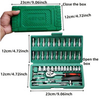 Ensemble d'outils combinés pour usage domestique, 46 pièces, clé à cliquet, douille, tournevis, boîte à outils