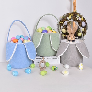 <span class=keywords><strong>Panier</strong></span> de Pâques en velours côtelé avec adorables oreilles de lapin, sacs cadeaux personnalisés brodés, seau de chasse aux œufs de Pâques pour enfants - Product Image 1