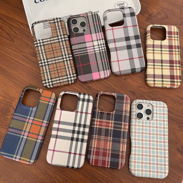 Lychee Lattice Pattern PU Shockproof Flexible Soft Leather Mobile Phone Case for iPhone 12 13 14 15 Pro 16 Pro Max