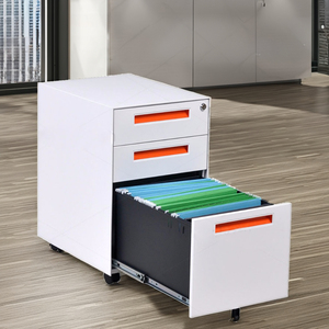 Meuble de rangement mobile blanc à 3 tiroirs, armoire métallique mobile pour bureau, classeur à 3 tiroirs, meuble de classement mobile - Product Image 1
