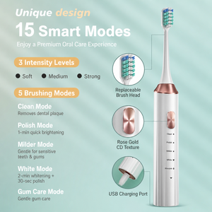 Cepillo de Dientes Eléctrico Sónico de 38000 VPM, Resistente al Agua IPX7, 90 Días de Autonomía, Carga Rápida USB, 5 Modos, Cuidado Bucal Familiar para Adultos - Product Image 5