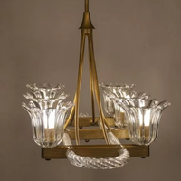 Lustre en verre de Murano monté sur du laiton Art Déco