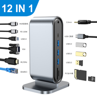 Station d'accueil pour ordinateur portable 12-en-1 en gros, Hub USB-C multi-ports avec HDMI et Ethernet pour ordinateur portable, personnalisable en vrac OEM