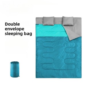 Doppia dimensione caldo comodo inverno <span class=keywords><strong>sacco</strong></span> <span class=keywords><strong>a</strong></span> <span class=keywords><strong>pelo</strong></span> con cuscino in poliestere busta campeggio attrezzatura da esterno per adulti - Product Image 6